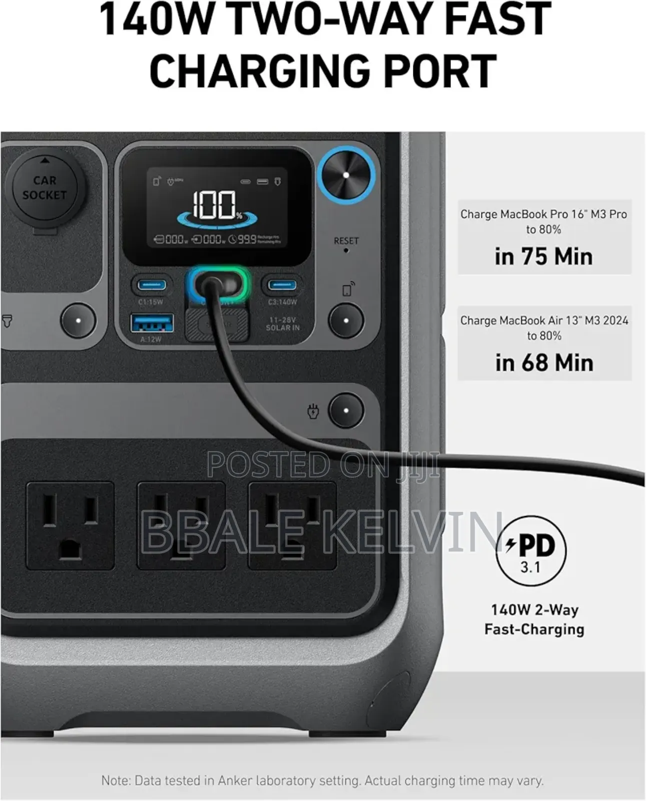 Anker Solix C300x 288wh Portable Power Station, 300w (600w Surge)
