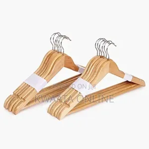 12 Pc High-Grade Wooden Cloth Hangers Smooth Finish 360° Swivel Hook
