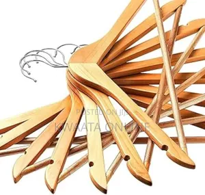 12 Pc High-Grade Wooden Cloth Hangers Smooth Finish 360° Swivel Hook