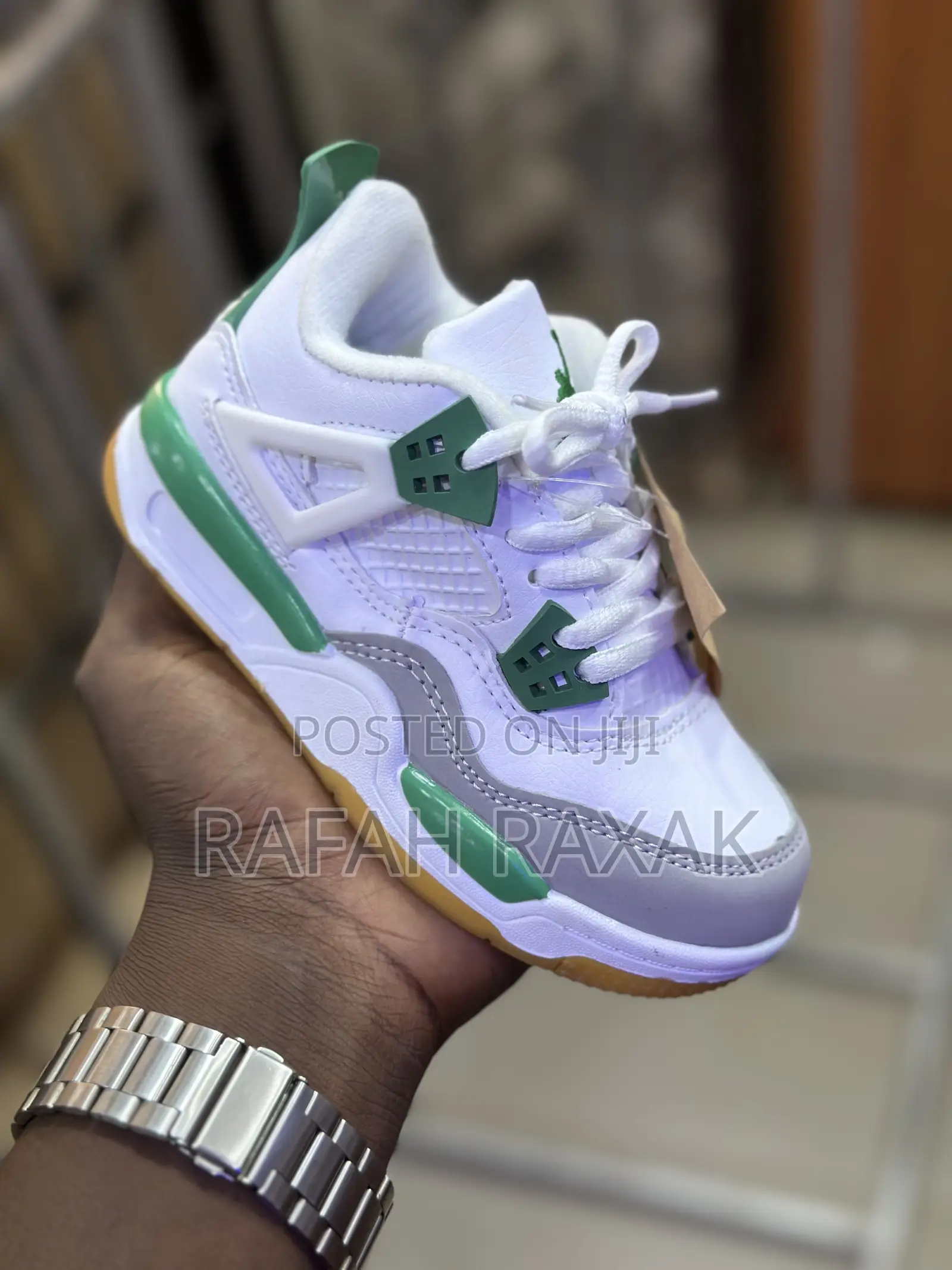 New Classic Kid’S Air Jordan 4 Retro White/Green Children’S Sneakers