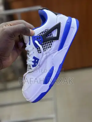 New Classic White/Blue Kid’S Air Jordan 4 Retro Sneaker