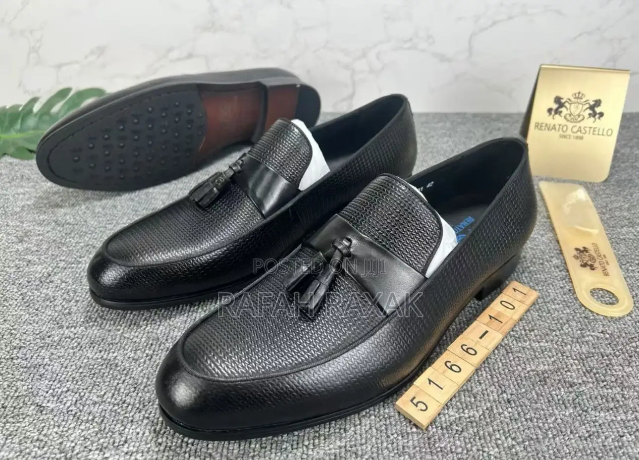 Original Men’S Black Renato Castello Formal/Gentle Tassel Loafers