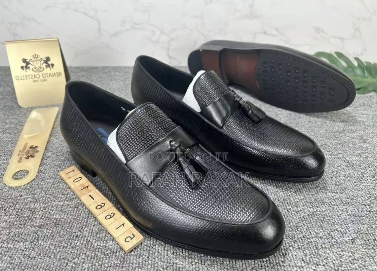 Original Men’S Black Renato Castello Formal/Gentle Tassel Loafers
