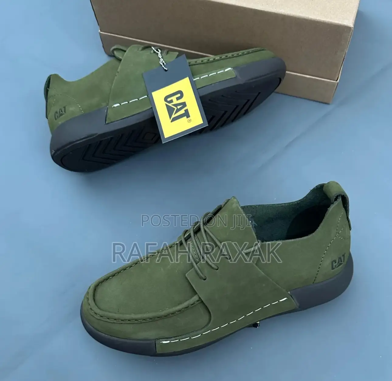 Original Men’S Green Cat Casual Premium Leather Low Shoes