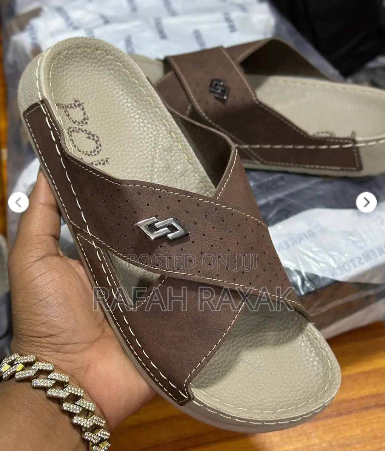 Men’S Classic Brown Cross Strap Polex Sandals