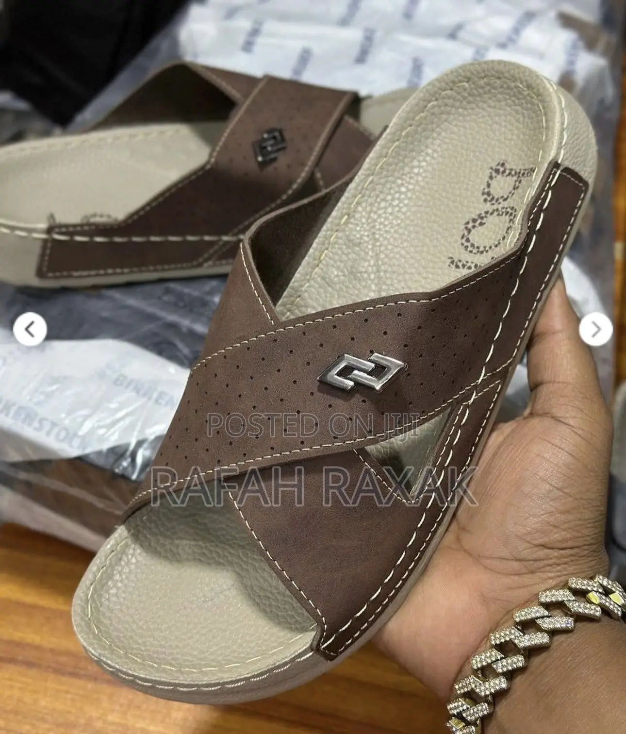 Men’S Classic Brown Cross Strap Polex Sandals