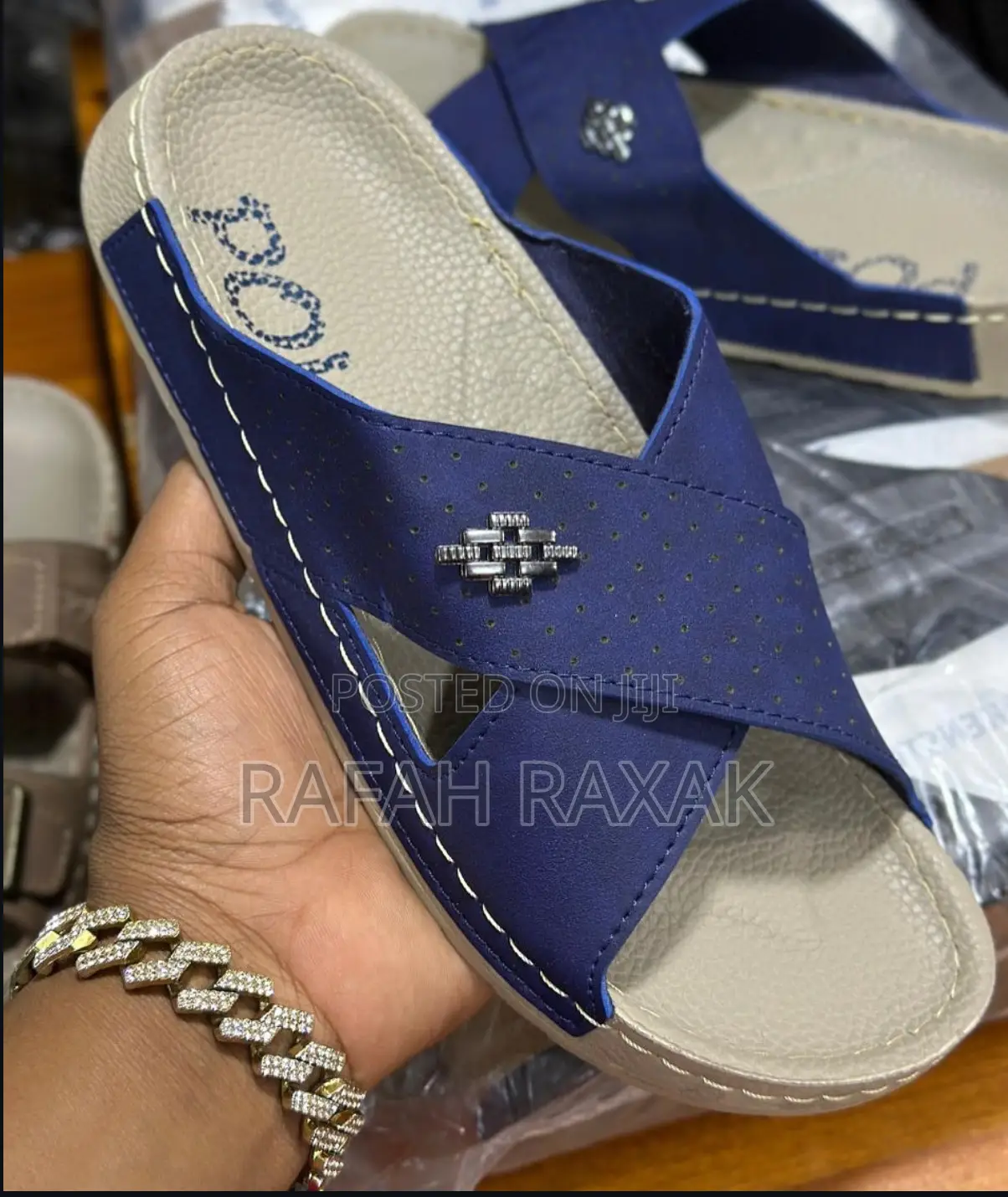 Men’S Classic Blue Polex Cross Sandals