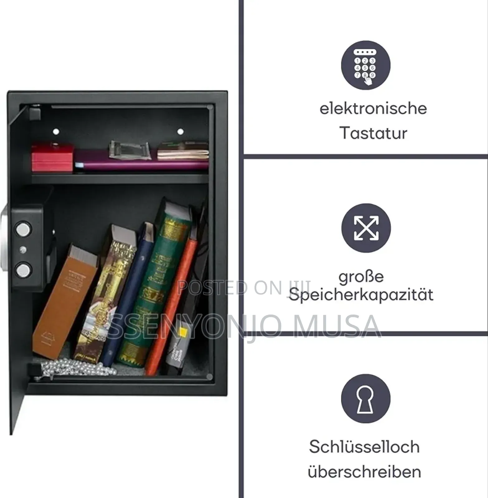 Electronic Safe Box With Combination Lock & Emergency Key