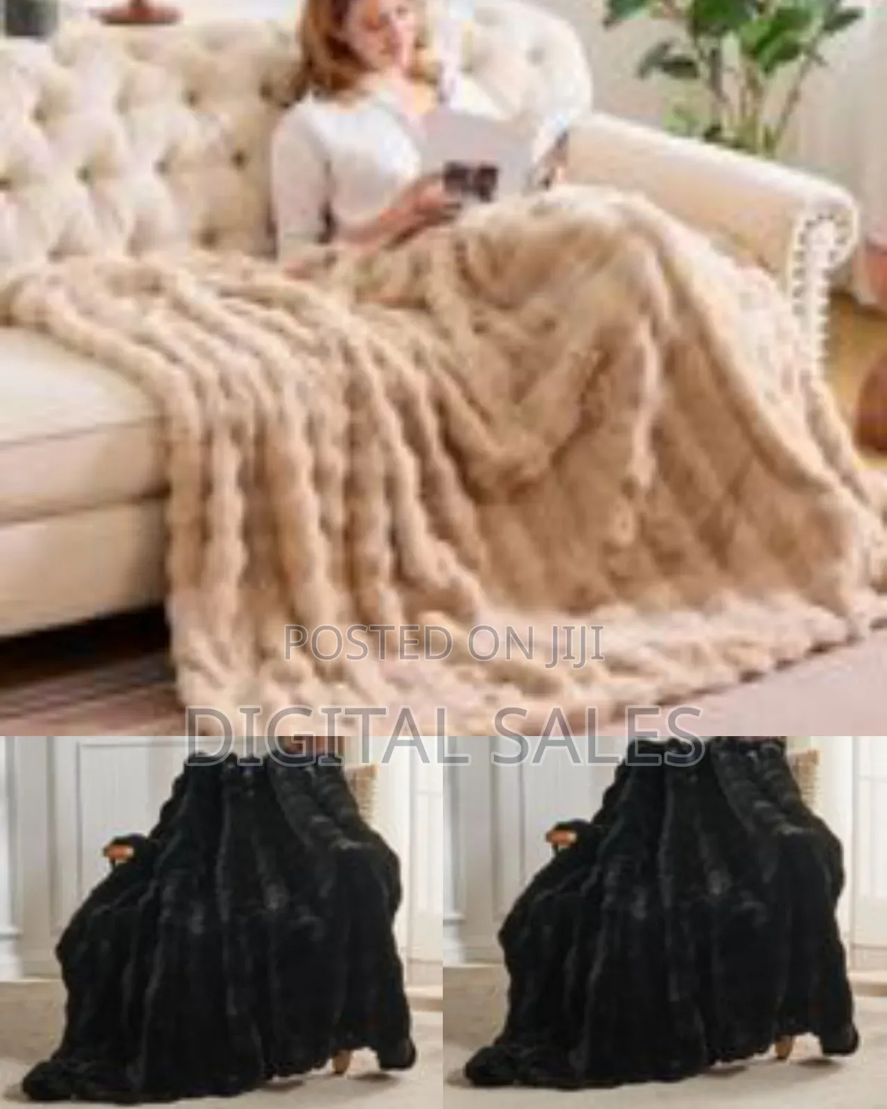 Luxurious Ribbed Faux Fur Throw Blanket (100 X 160cm)
