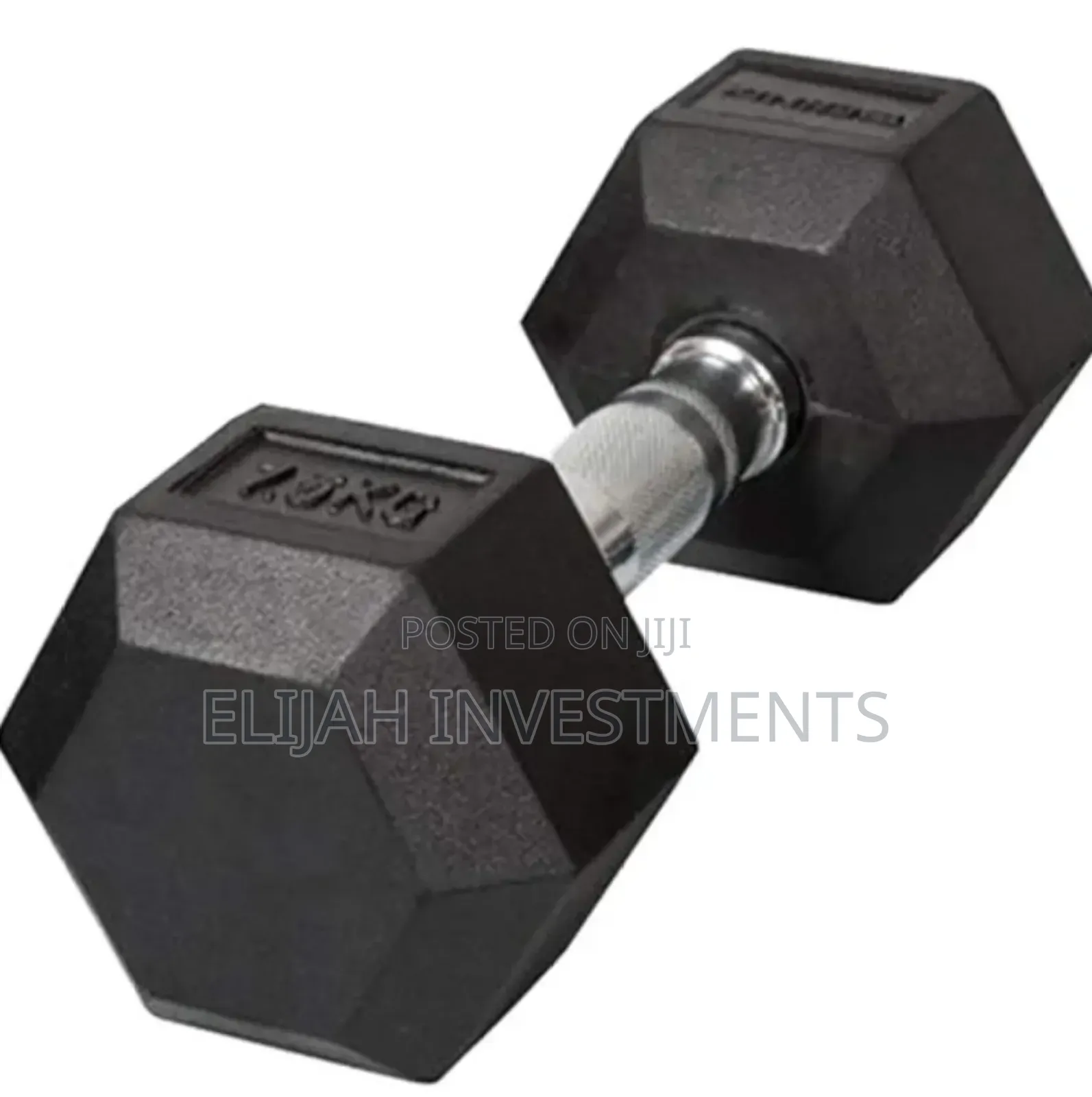 Pair Of Rubber Coated Dumbbells 7.5kg Black Silver