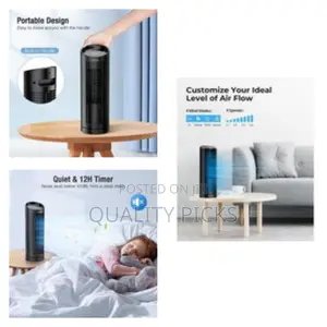 Tower Fan - 80° Oscillation, Remote Control, 13'' Portable Desk Fan,