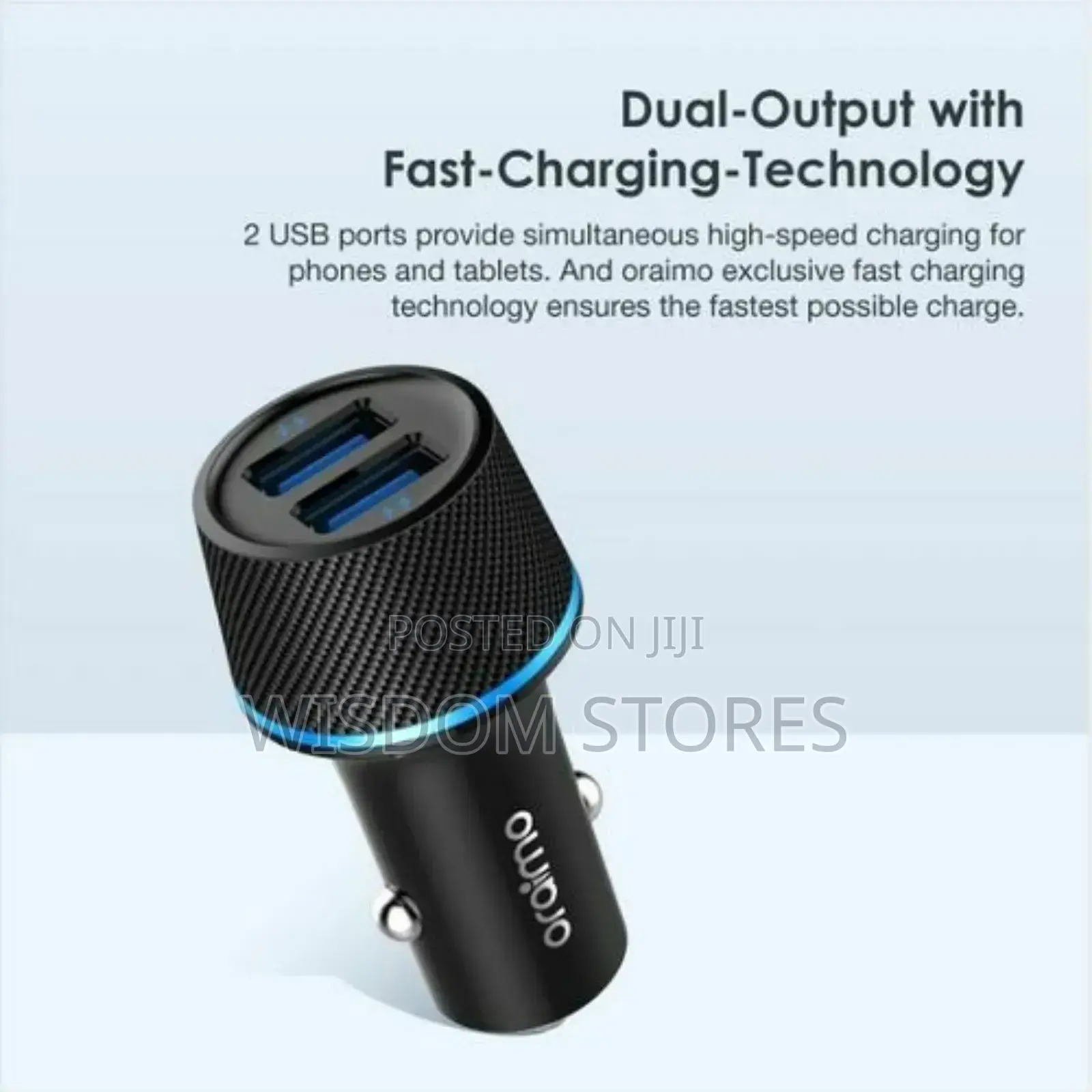 Oraimo Car Charger 2-in-1 Lightning Micro Usb Cable – Black