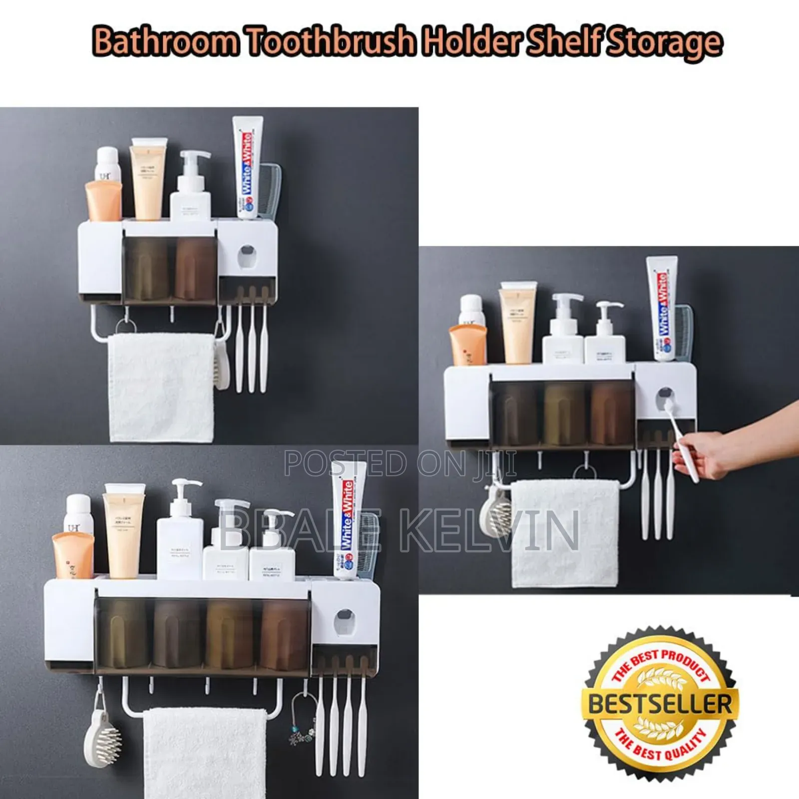 Toothbrush Holder and Toothpaste Dispenser 3 Cups