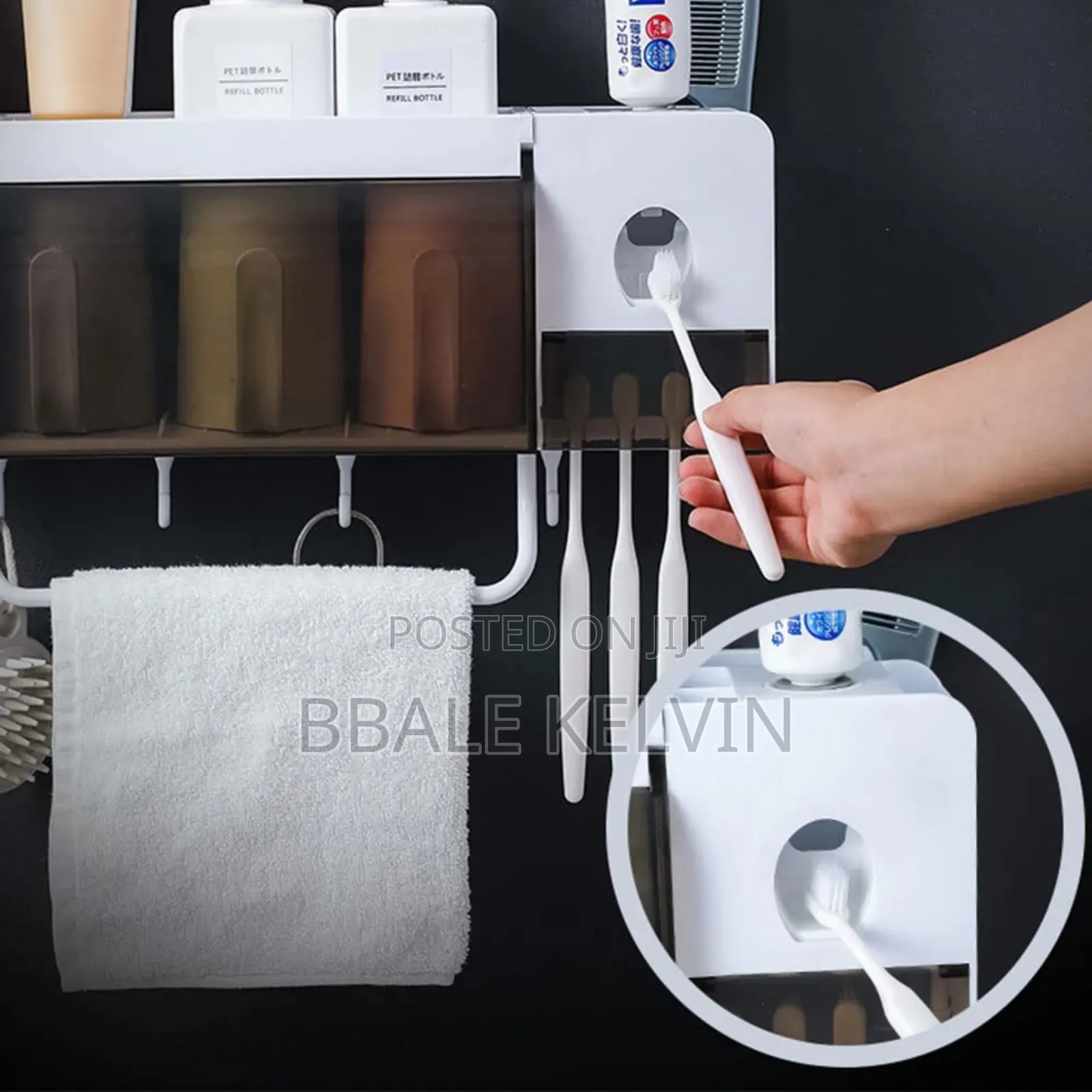 Toothbrush Holder and Toothpaste Dispenser 3 Cups