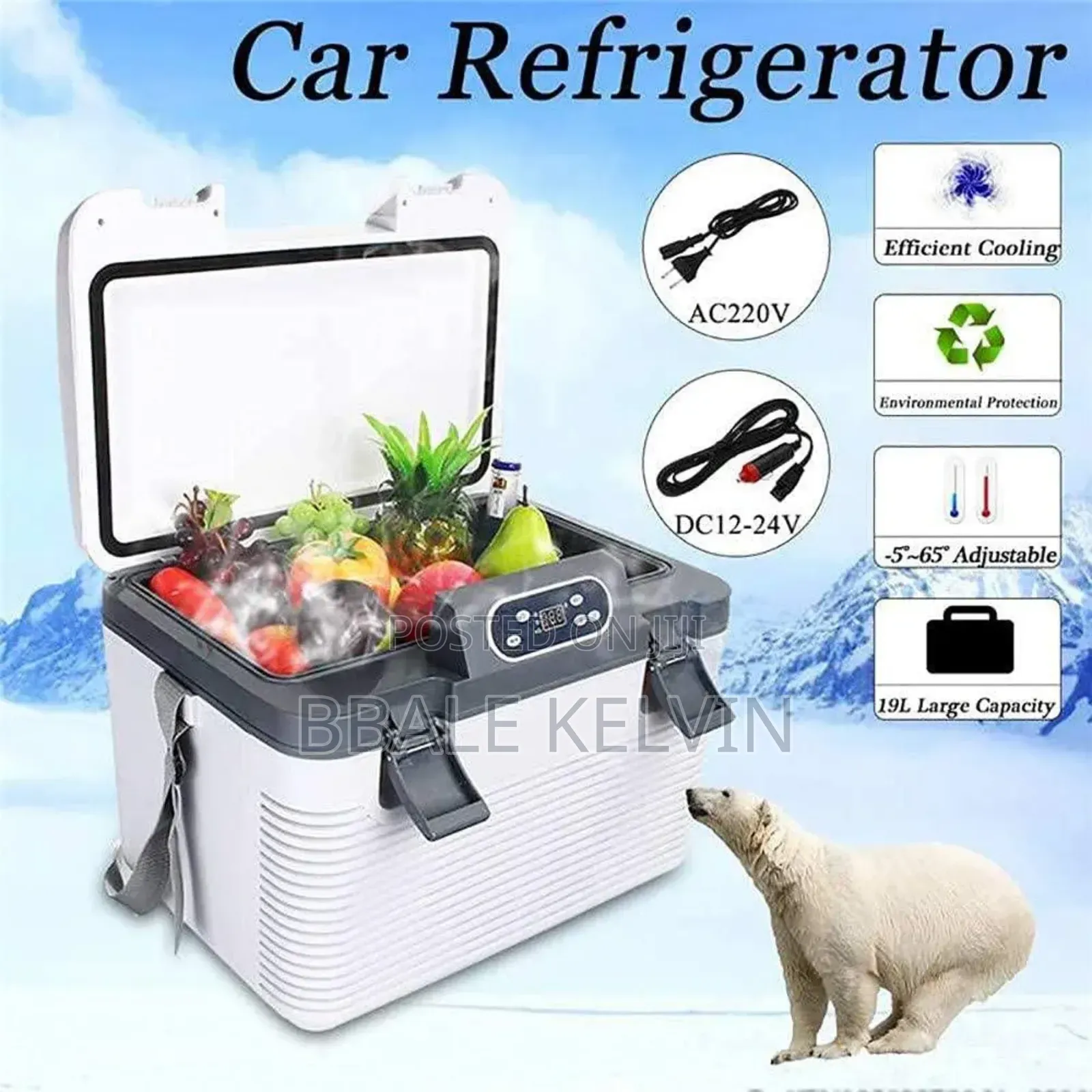 Car Refrigerator, Portable Fridge 19l Cooler, Hot and Cold for Camping