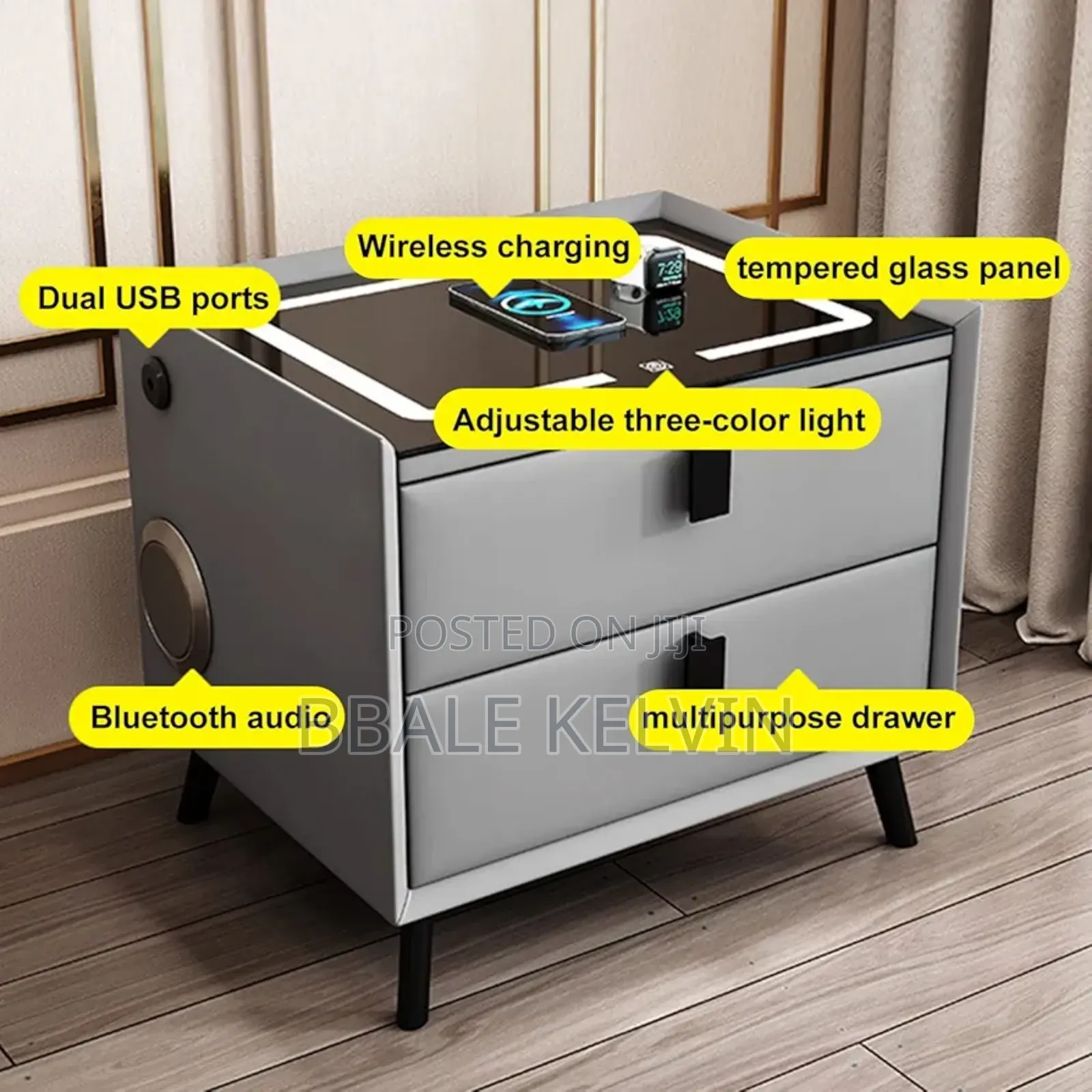 Bedside Table With Drawer,Bedside Table With Charging Station