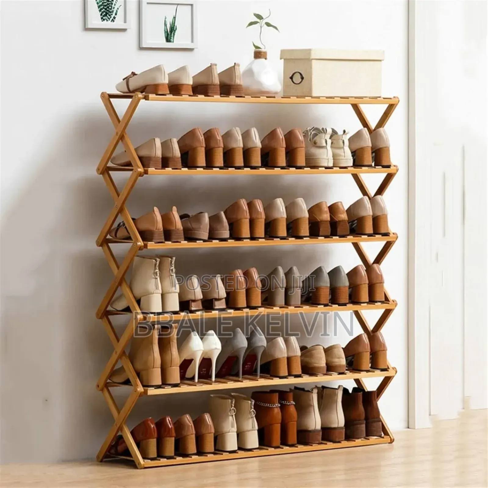 6 Tier Bamboo Wooden Shoe Rack Organizer
