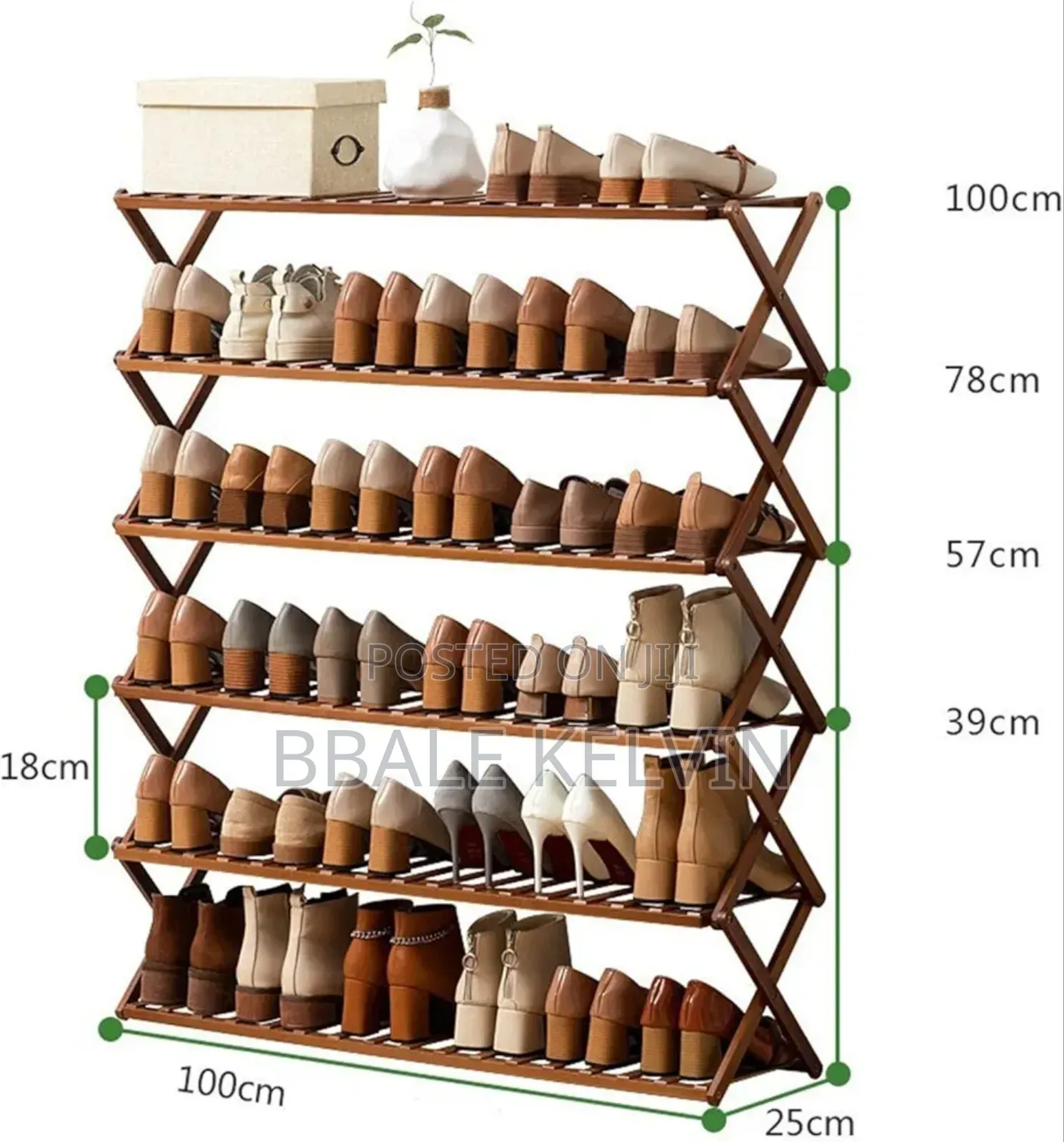 6 Tier Bamboo Wooden Shoe Rack Organizer