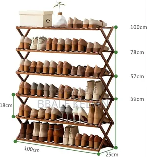 6 Tier Bamboo Wooden Shoe Rack Organizer