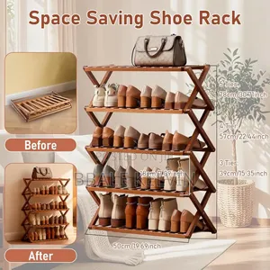 Foldable Bamboo Storage Shoe Rack 5 Layer