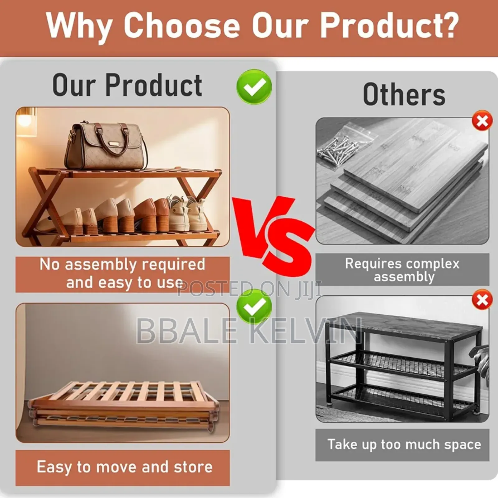 Foldable Bamboo Storage Shoe Rack 5 Layer
