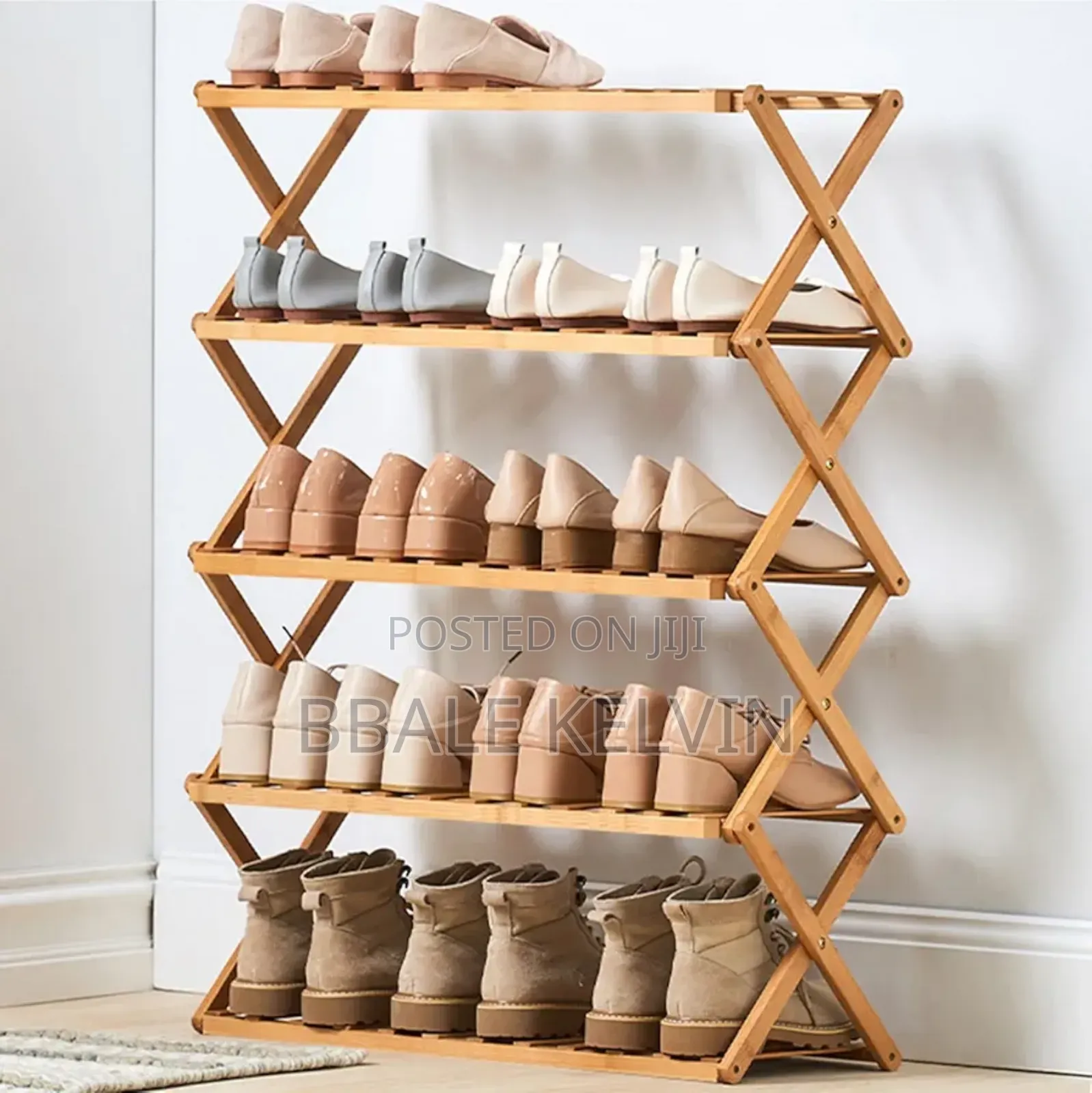 Foldable Bamboo Storage Shoe Rack 5 Layer