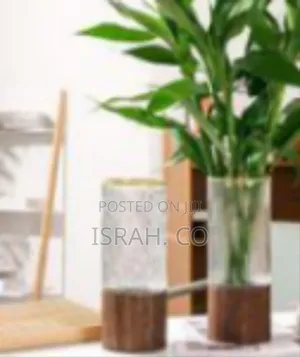 Contemporary Textured Glass Flower Vase With Metallic Trim