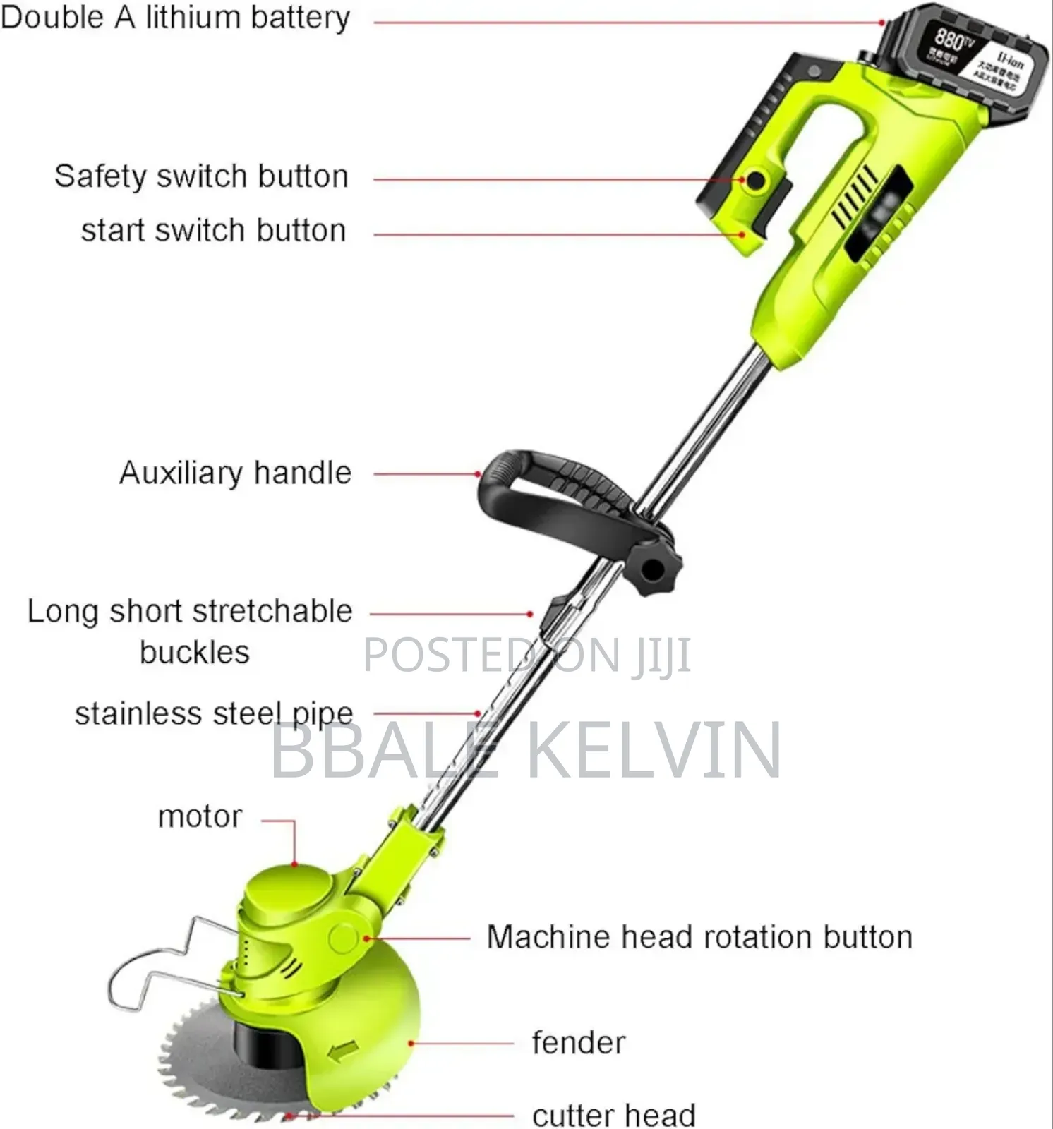 Cordless Lawn Mower 1 Rechargeable Battery 48v