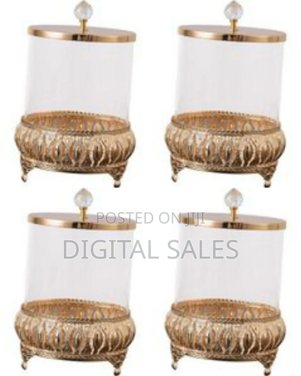Elegant Glass Decorative Jar With Ornate Metallic Base