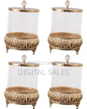 Elegant Glass Decorative Jar With Ornate Metallic Base