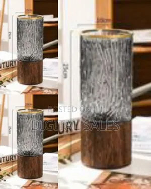 Contemporary Textured Glass Flower Vase With Metallic Trim