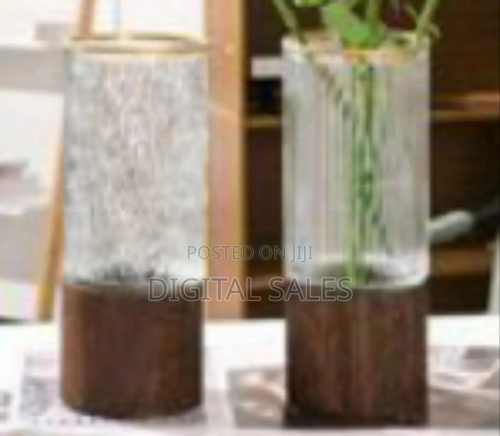 Contemporary Textured Glass Flower Vase With Metallic Trim