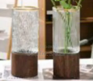 Contemporary Textured Glass Flower Vase With Metallic Trim