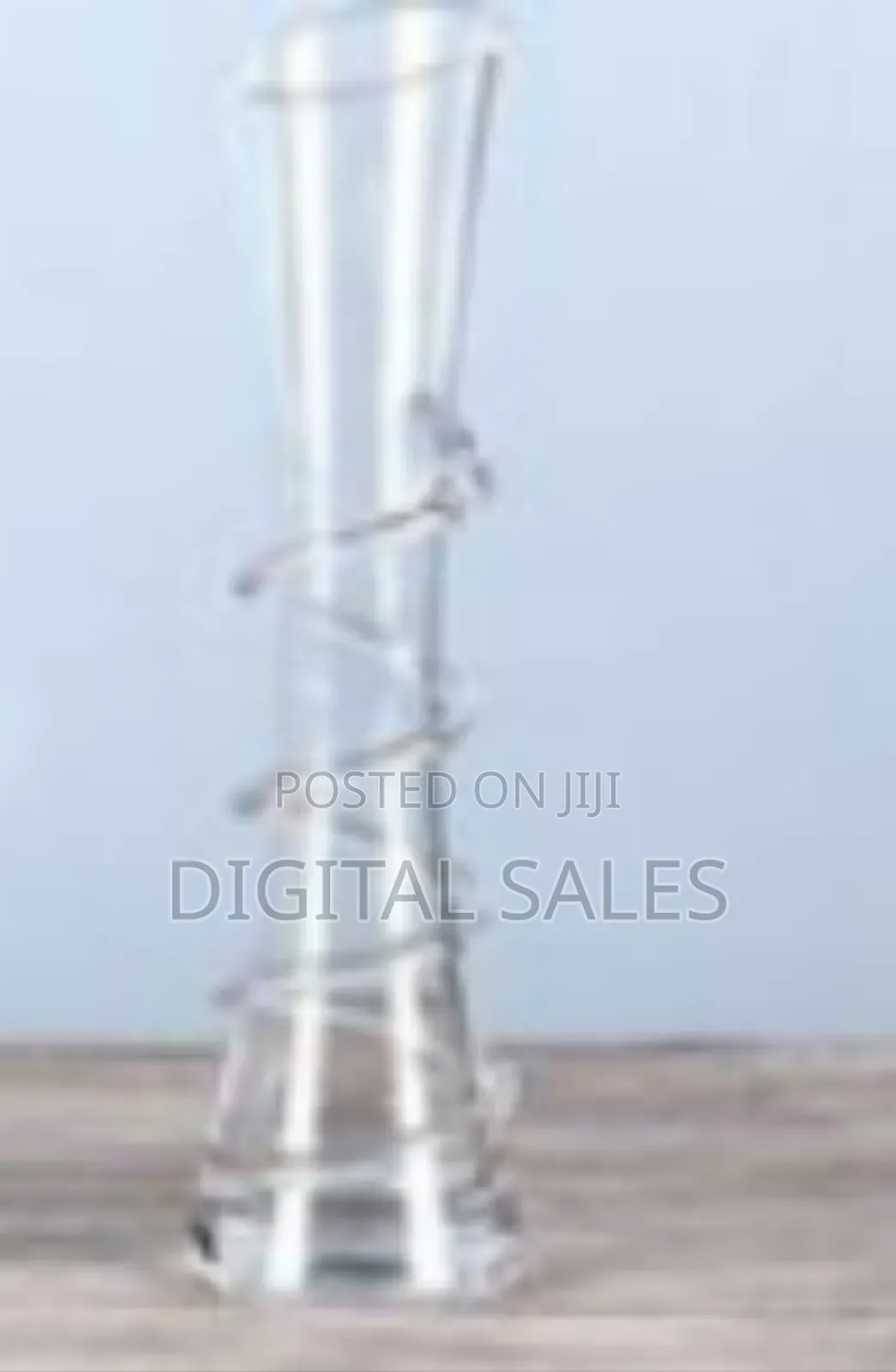 Contemporary Spiral Accented Clear Glass Bud Vase