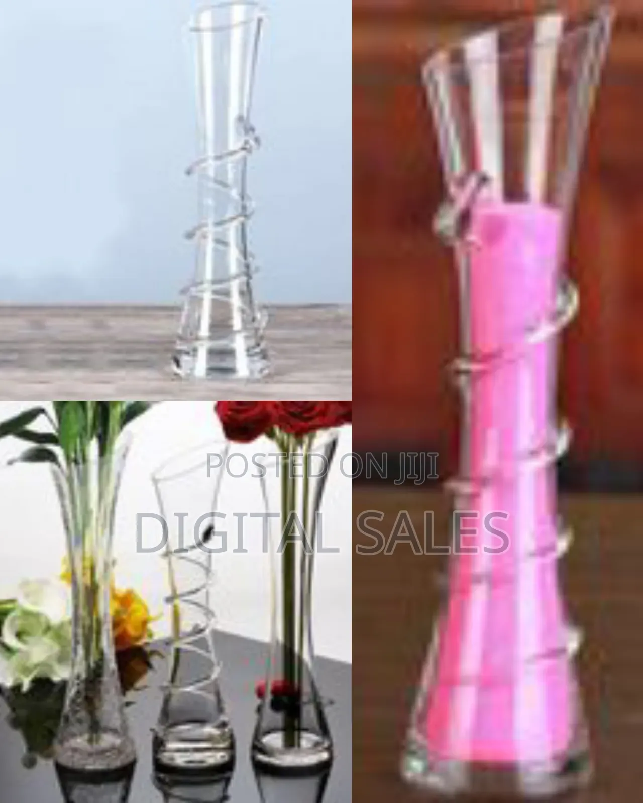 Contemporary Spiral Accented Clear Glass Bud Vase