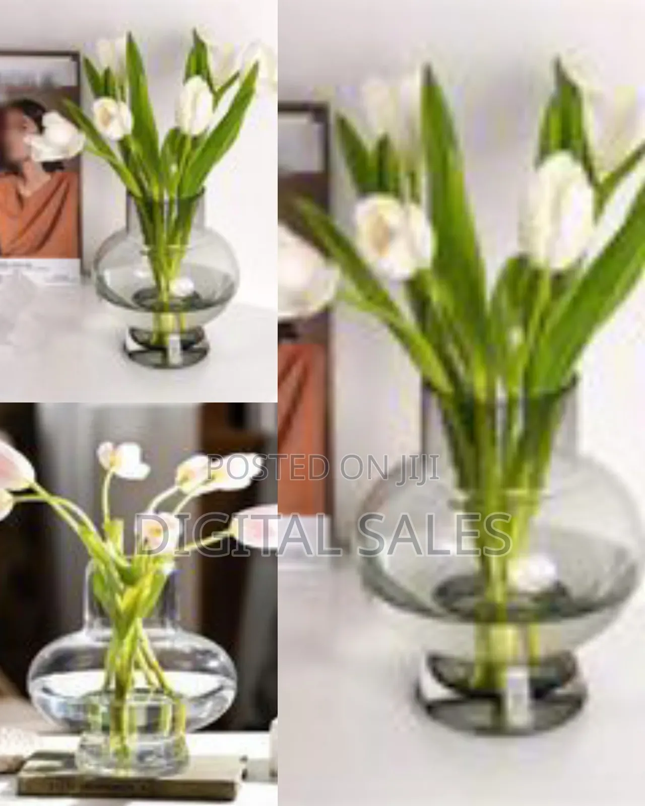 Contemporary Geometric Glass Floral Vase
