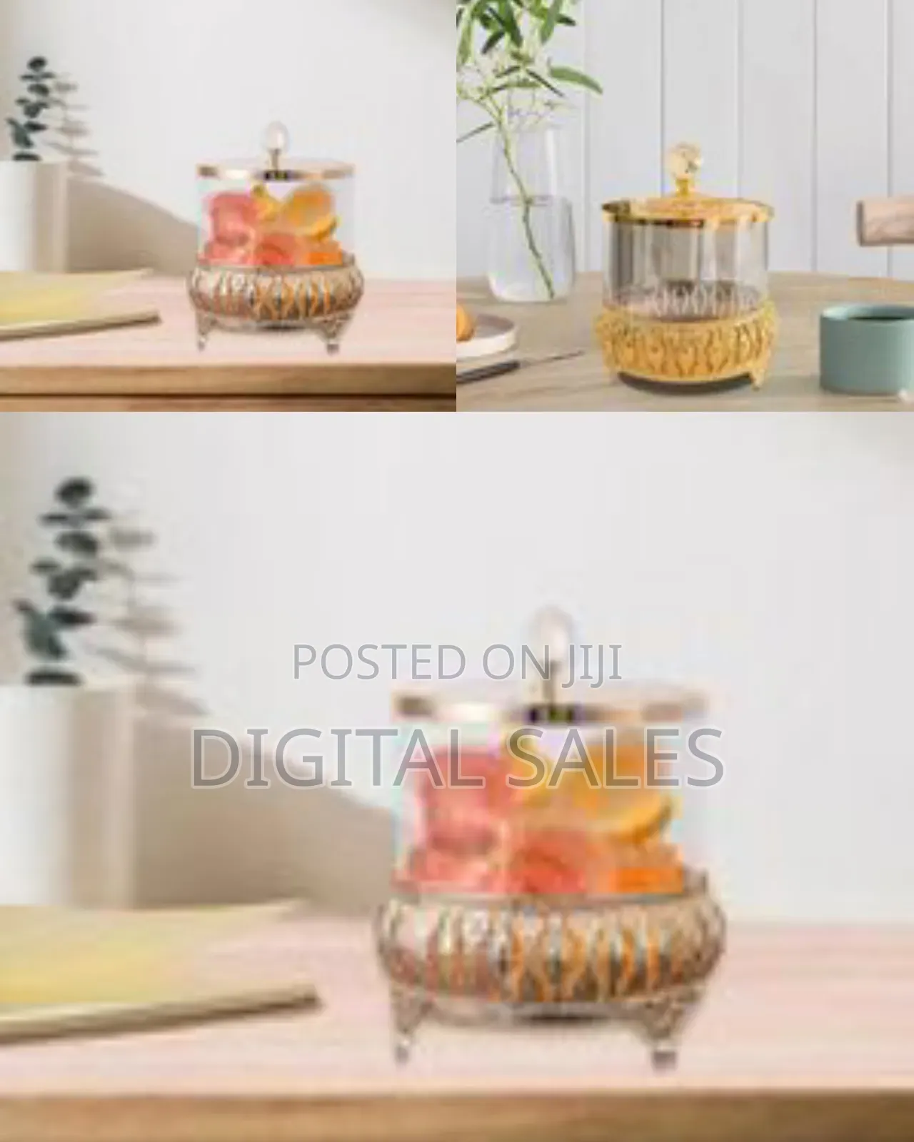 Elegant Ornate Glass Candy Jar / Decorative Storage Canister