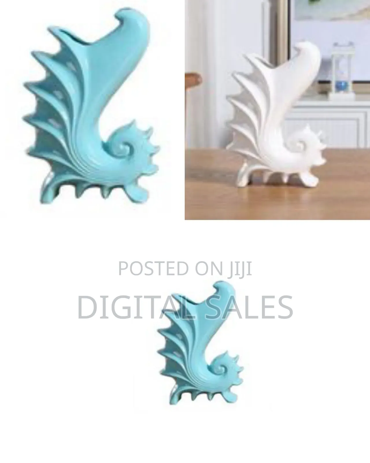 Artistic Seashell/Nautilus Ceramic Vase