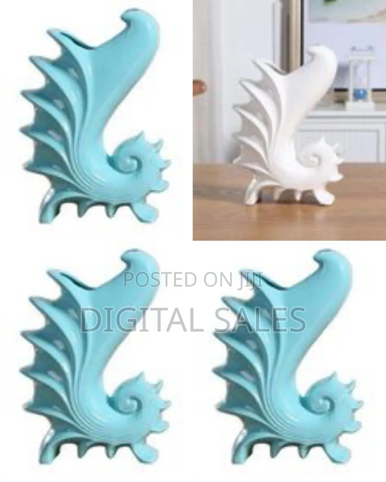 Artistic Seashell/Nautilus Ceramic Vase