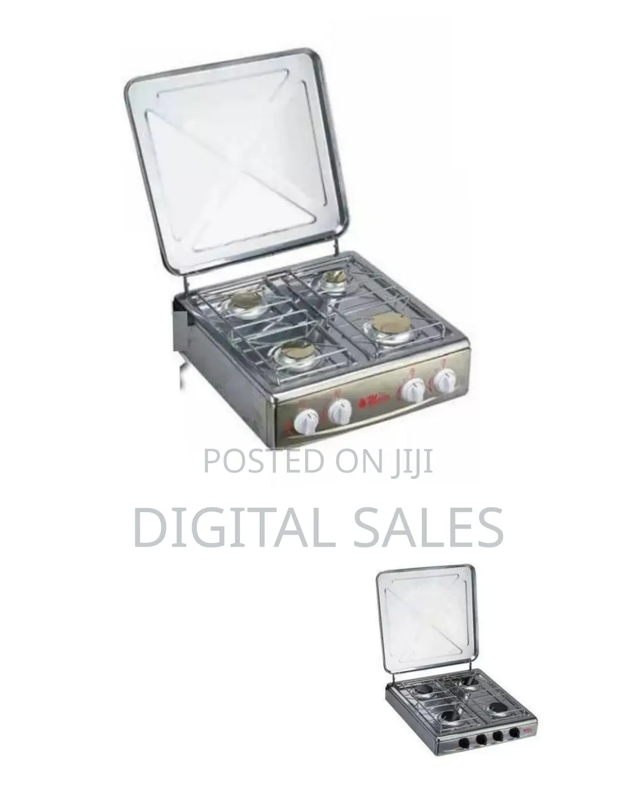 Portable Four-Burner Gas Cooking Stove With Lid