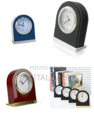 Black Leather-Bound Desk Clock