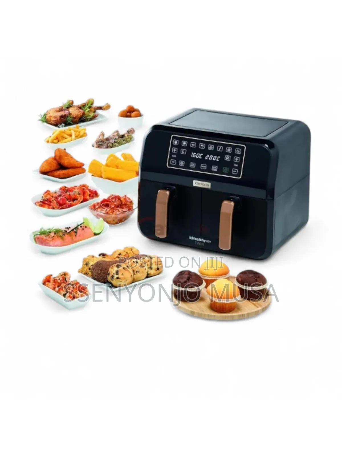 Kenwood Digital Twin Air Fryer 8l(4l+4l) Dual Basket 1700w Hfp70.000bk