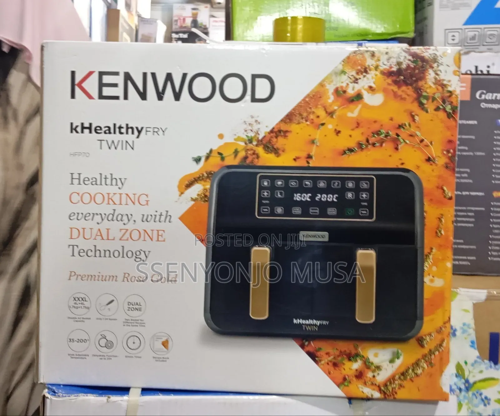 Kenwood Digital Twin Air Fryer 8l(4l+4l) Dual Basket 1700w Hfp70.000bk