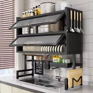 Over The Sink Rack Double Door Dish Rack Organizer