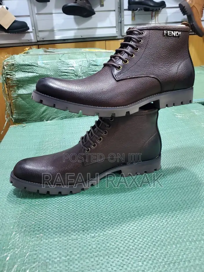 Original Men’S Dark Brown Fendi Formal/Gentle Leather Boots