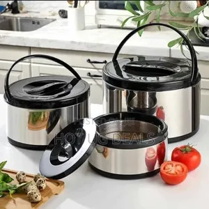 3pcs Stainless Steel Lunch Box Warmers 2.5l, 5l, 8l- Multicolor