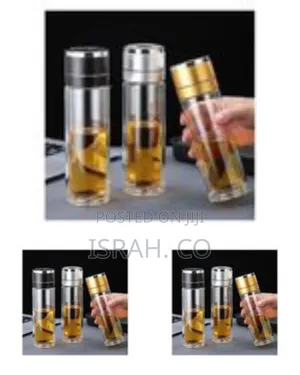 Premium Double Wall Glass Tea Infuser Bottle / Portable Tumbler