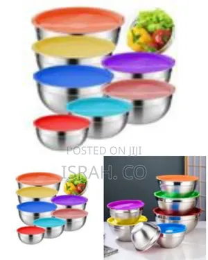 Set of Stainless Steel Mixing Bowls With Storage Lids (7-Piece) I
