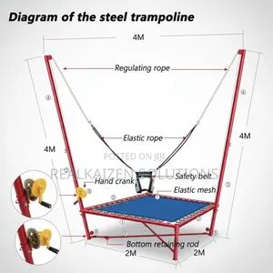 Steel Bungee Jumping Trampoline With Safety Harness