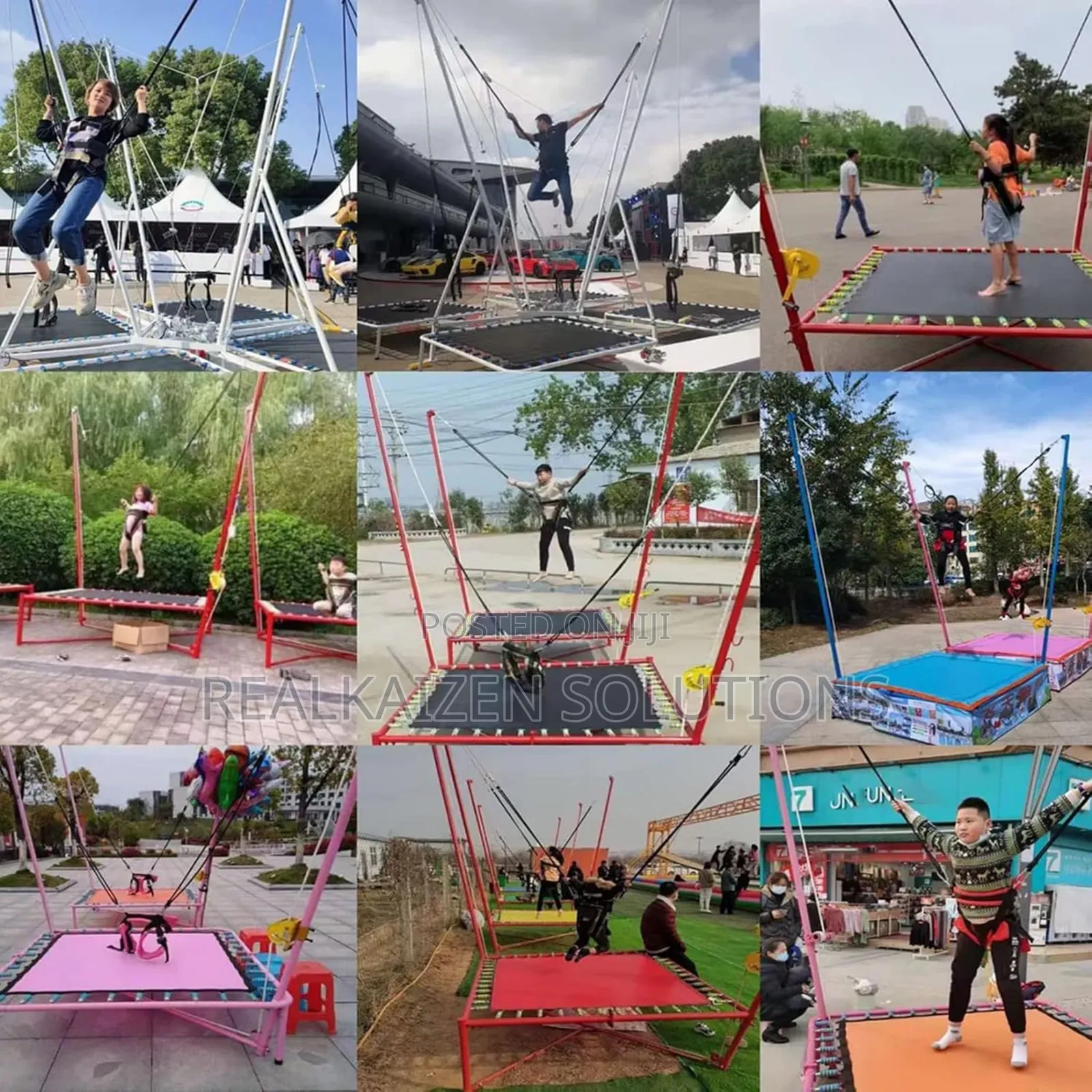 Steel Bungee Jumping Trampoline With Safety Harness